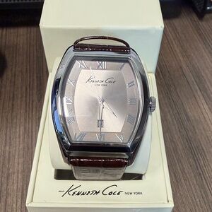 Kenneth Cole New York Silver Dial with Brown Leather Strap Watch